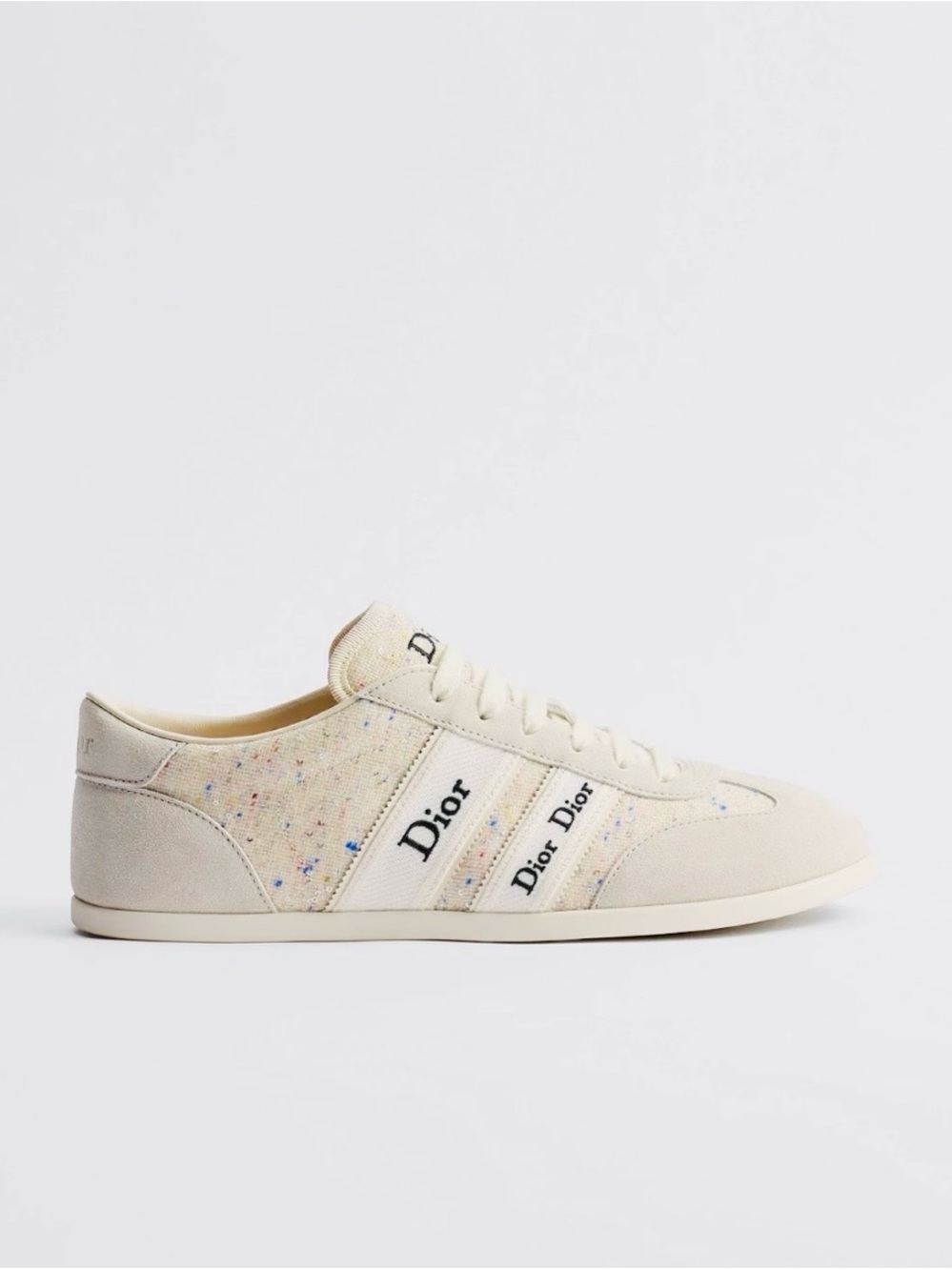 Dior Women’s Cream Low-Top Sneaker with Multicolor Speckle